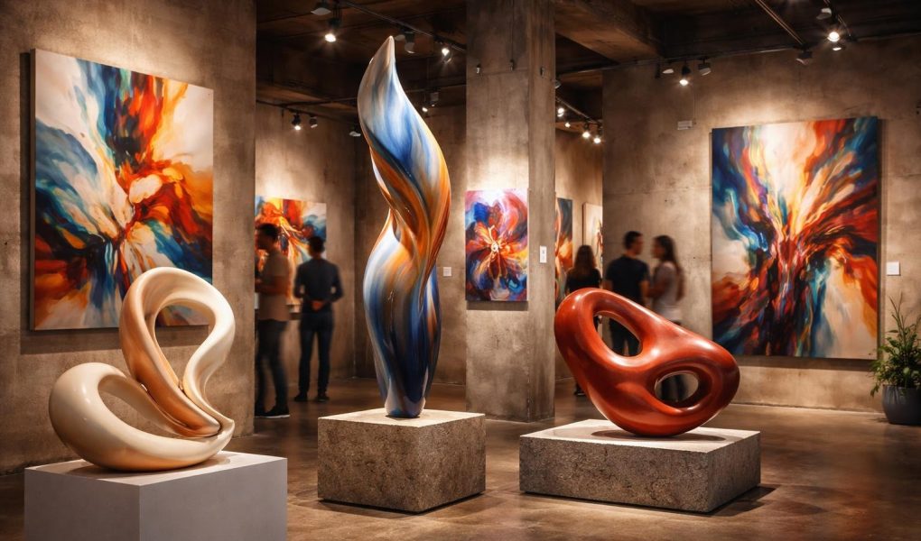 sculptures-abstraites-peintures-colorees-exposition