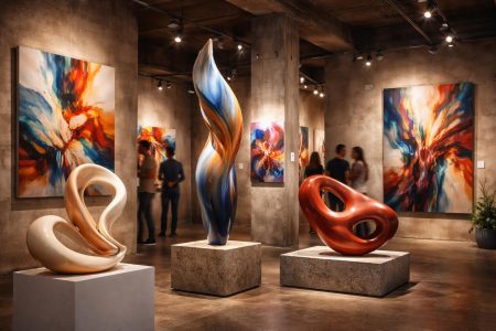 sculptures-abstraites-peintures-colorees-exposition