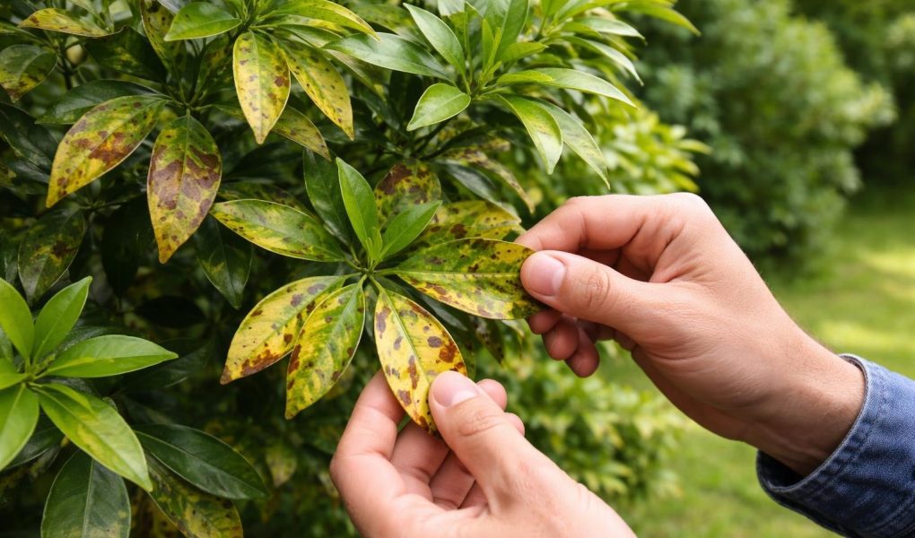oranger-malade-taches-personne-examine