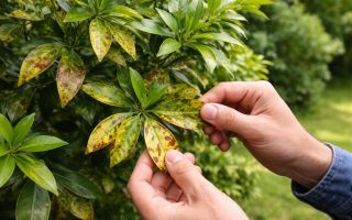 oranger-malade-taches-personne-examine