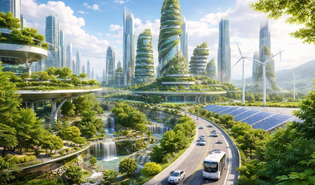 ville-futuriste-batiments-vegetation-ecologie