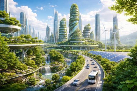 ville-futuriste-batiments-vegetation-ecologie