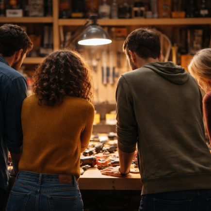 personnes-etabli-outils-bricolage-etageres