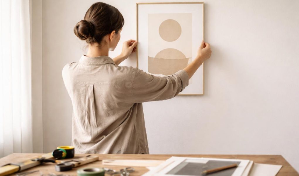 personne-ajustant-cadre-mur-blanc