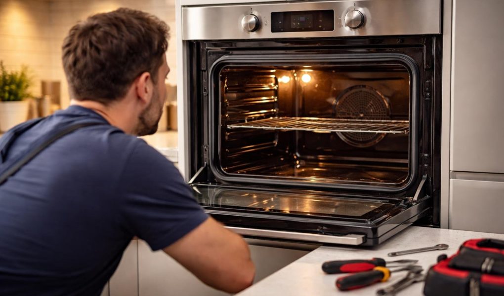 cuisine-moderne-personne-four-reparation