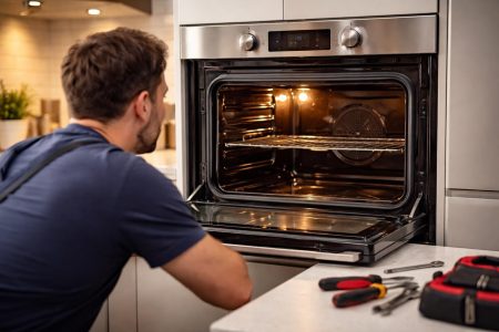 cuisine-moderne-personne-four-reparation