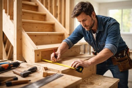 charpentier-mesure-escalier-bois-outils