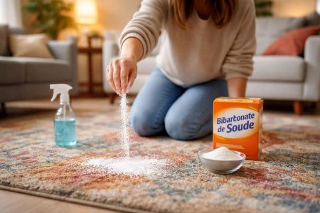 personne-tapis-bicarbonate-salon