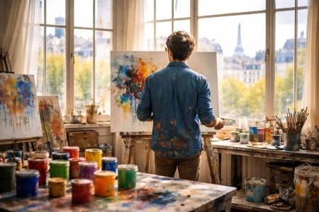 artiste-atelier-fenetres-peinture色