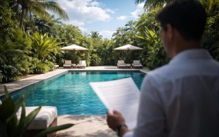 piscine-moderne-vegetation-ciel-bleu