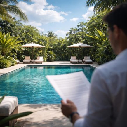 piscine-moderne-vegetation-ciel-bleu