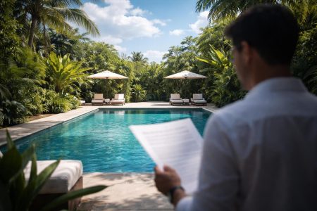 piscine-moderne-vegetation-ciel-bleu