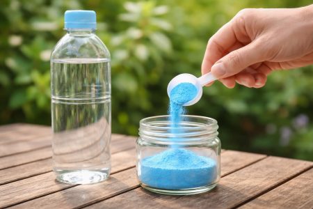 main-poudre-bleue-recipient-verre