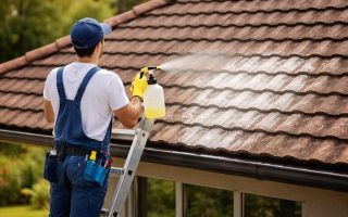 personne-nettoyage-echelle-toiture-blanchie